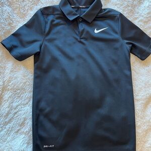 Nike Kids Black Polo Shirt with White Swoosh